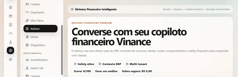 Tela do VinanceOS